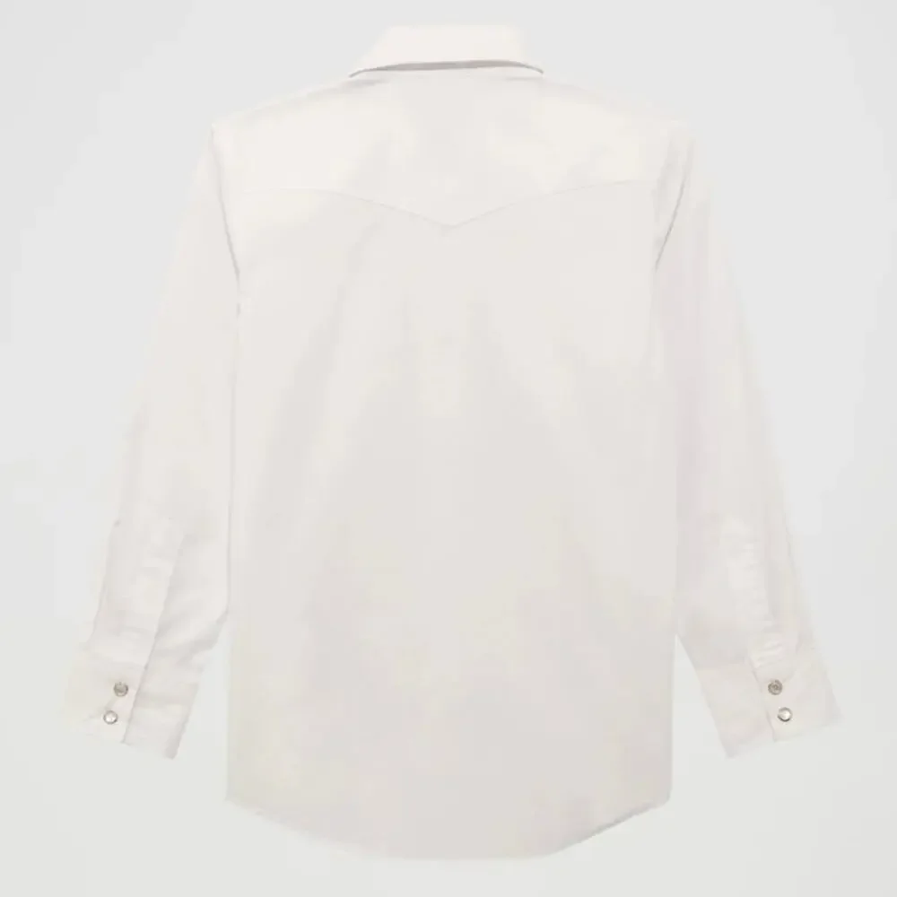 New Wrangler Boys Pearl Snap Long Sleeve Dress Shirt XXS 0-2 White Cowboy Rodeo - Picture 2 of 8